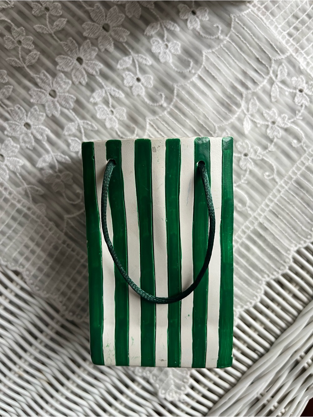 Grand Hotel Mackinac Island Green Stripe Vase